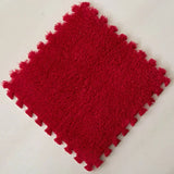 Plush Puzzle Foam Floor Mat Baby Play Mat Cute Soft Fluffy Interlocking Square Foam Tiles Area Rugs Carpet for Parlor Bedroom