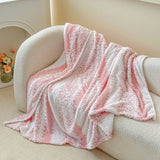 Thick Bed Blanket Office Sofa Nap Leisure Blanket Coral Velvet Warm Blanket Autumn Jacquard Striped Decorative Blanket