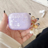 Luxury Purple Pearly Shell Pendant Silicone Case For AirPods 1 2 3 4 pro 2 Wireless Bluetooth Earphone Accessories