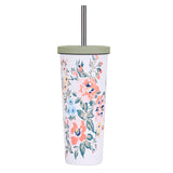830ML Large Hole Thermos Cup With Straw And Pattern,Mug,Double Layer Stainless Steel Vacuum Flasks,Portable Insulated Water Cup