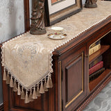 European Court Table Runner with Tassels Exquisite Long Pointed Tablecloth for Living Room Banquet Wedding Party Dining Decor