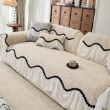 Elegant Chenille Sofa Cover 3 Seater, Non-slip, Leather Couch Slipcover, French-style, Armchair Furniture Protector