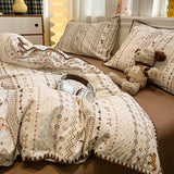 Cartoon 100% Cotton Shell Edge Bedding Set High Quality Cozy Bedsheet Kit with Pillowcase Breathable Home Decor for Four Seasons