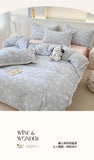 Princess Style Print Bedding Sets Ruffle Lace Bow Quilt Cover Romantic Bedclothes Home Decor Woman Girl Bedroom Duvet Cover 4pcs