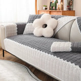 Quilted Velvet Sofa Covers, Couch Slipcover, Lace, Sectional Sofa Armchair Furniture Protector, Soft Warm, Non-slip