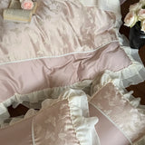 Luxury Princess Lace Ruffle Edge 1000TC Egyptian Cotton Bedding Set Duvet Cover Set Flat Bed Sheet Pillowcases 4Pcs