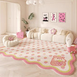 Irregular Pink Living Room Carpet Large Area Dopamine Cute Style Bedroom Rug Stylish Simple Soft Sofa Coffee Table Mats Tapis 러그