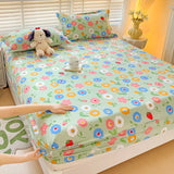 Purple Flower Bed Sheets Single/Queen/King Size Fitted Bed Sheet with Elastic Band drap de lit High Quality Mattress Cover 180