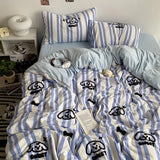 INS Bed Linen Embroideries Stripe bedding Duvet Cover Queen Bedding Set Comforter Cover Sets With Pillowcase Bed Sheets Set
