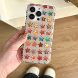 Fashion Colorful Five-pointed Stars Printed Laser Phone Cases for IPhone 13 16 15 14 17Pro Max Shockproof Protective Cover Case