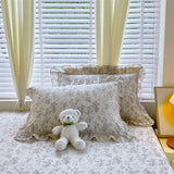 100% Cotton 2pcs Flower Prints Ruffles Pillowcases 48x74cm Sizes Cushion Cover for Bed Floral Style Adults Kids Pillowslip 베개커버