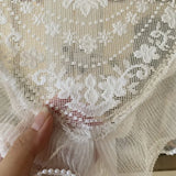 Korean Pastoral Double Lace Pearls Short Tulle Curtains European Style Window Decor White Self Adhesive Curtain Head