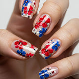 French Almond False Nails Retro Flowers Wearable Hand Drawn Press on Nails for Woman Datachable Full Cover False Nails Tips