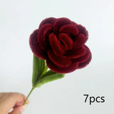 7Pcs artificial roses Valentine’s Day Gifts for and Wife Girlfriend Chenille Handmade Stems Twist Sticks DIY Fake Flowers