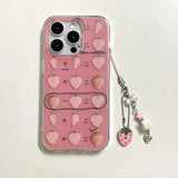 Strawberry Pattern Addition and Subtraction + Lanyard Mobile Phone Case Suitable for Apple for Iphone16Promax Case/For Iphone15Promax Case/14Pro Case/13 Iphonecase/Fashionable Women's Mobile Phone Case/Simple Mobile Phone Cas