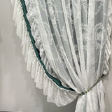 Double French Rococo Ins Style Curtains for Living Room Bedroom Girls Models Blackout Light Luxury Cream Lace Milk Tea Colour