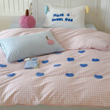 Dopne ing Color Blo Embroidered Cotton Bedding Set Waed Cotton Duvet Cover eet Pillowcase Bedding Accories