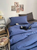 Simple Pure Color Cotton Bedding Set 00% Cotton Duvet Cover Bed eet Dormi Bed Canopy Sle Tee-piece Bedding Set