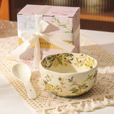 Oil Painting Ceramic Rice Bowl Spoon Tableware Personal Dining Bowls Dessert Bowl for Food High End Household Bowls