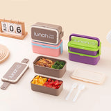 Single/Double Layer Lunch Box Portable Bento Box with Cutlery Lunchbox Kids School Microwaveable Food Storage Container