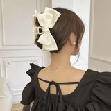 Cute double-sided hair accessory shark clip oversized bow satin French style fresh three-dimensional princess bow temperament