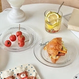 Transparent Glass Plate Simple Letter Dessert Plates Fashion Household Fruit Bread Glass Dish Nordic Kitchen Circular Flat Plate