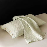 Thickened Cotton Linen Quilted Pillowcase 48x74cm Button Design Jacquard Pure Cotton Pillow Cover Solid Bedding Pillow Case