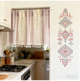Bohemian Crochet Lace Kitchen Curtain with Tassel Trim, Spliced Design Boho Curtains for Window Panel Light Filtering Drape