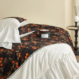 Oil Painting Style Bedding Set Luxury 100% Cotton Digital printing Ruffles Duvet Cover Bed Sheet Pillowcases Home Textile