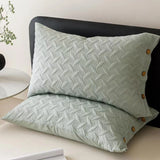 Thickened Cotton Linen Quilted Pillowcase 48x74cm Button Design Jacquard Pure Cotton Pillow Cover Solid Bedding Pillow Case