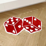 Red Dice Bedroom Tufted Rug Living Room Carpet Washable Cheerful Bedside Mat Soft Floor Pad Doormat Aesthetic Home Room Decor