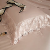 3/5Pcs Lyocell Cotton Soft Silky Embossing Quilted Bedspread, Bed Cover, Mattress Topper Coverlet, Bedsheet, Lace Pillowcases