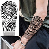 1 Sheet Compass Family Temporary Tattoos For Women Men Adults Flower Tribal Maori Totem Tattoo Sleeve Waterproof Temp Stickers
