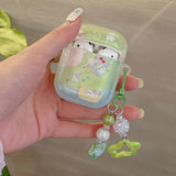 Grass dog cat flower cute clear capa for airpods 1 2 3 4 pro 2 bluetooth earphone case with decorate keyrchain soft lovely funda