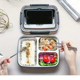 Easy-Clean Bento Container For Students & Office Workers,Leak-Proof Stainless Steel Lunch Box With 3/4 Compartments - Durable