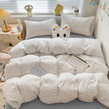 Class A Double Yarn Bedding Set Quilt Comforter Duvet Cover Set Printed Cotton Bedspread Skin Friendly Breathable Four-Piece Set
