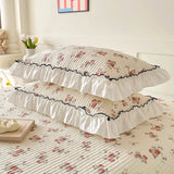 2pcs Pillowcase Quilted Pillow Cover Ruffles Pillowsham 48x74cm Pillow Case Skin-friendly Cushion Covers