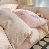 4Pcs Light Luxury A Three-layer Yarn 100% Cotton Jacquard Sheet High-end Futon Sheet Bedding Duvet Cover 200x230 Four Seasons