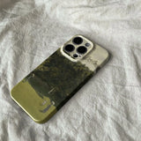 Ink Green Landscape Painting Oil Painting Case for IPHONE 16 15 14 13 PRO MAX 15PLUS 11 12 Pro Acrylic Hard Mobile Phone Cover