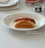 Ele Oval Cerc Plate Ins Sle Milk White for Restaurant Pastries Salads Fruits Pasta Multi Functional Diware