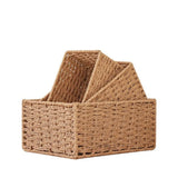 Rural Handmade Woven Storage Basket Large Capacity Rectangular Cosmetics Storage Box Household Snack Storage Box Wardrobe