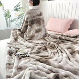 Khaki Tie Dye Print Throw Blanket Super Soft Warm Shawl for Living Room Bedroom Hotel Fluffy Comfortable Multifunctional Blanket