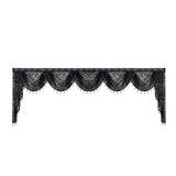 Black Lace Sheer Flower Valance Curtain Luxury Beaded Wavy Waterfall Scallop Curtain for Living Room Rod Pocket Top Window Drape