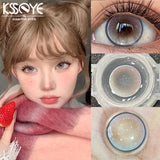 1 Pair New Colored Contacts Lenses Fashion Blue Lense - 0.00 To - 8.00 Diopter Lenses High Quality Cute Beautiful Pupils