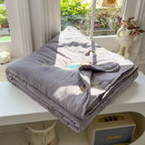 Embroidery Quilt Fluffy Soft Comfort Washed Cotton Embroidery Thin Quilt Machine Washable Blanket Dormitory Single Summer Quilt