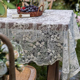 White Embroidered Table Cloth French Lace Tablecloths Vintage Coffee Dining Table Cover Rectangle Home Decoration