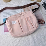 Large Capacity Canvas Storage Bag Simple Design For High School Students Multi-Layer Pencil Case And Bag For Boys And Girls