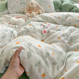 New Floral Double-piece Washed Cotton Quilt Cover  Skin-friendly Breathable Student Dormitory Duvet Covers Without Pillowcases