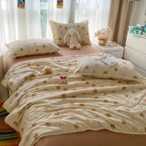 Printed Floral Summer Quilt Four Piece Set Suitable for Bedroom Bedding Set Summer Quilt Bed Sheet With Pillowcases Home Textile