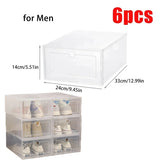 6pcs Transparent Shoe Boxes Stackable Shoe Storage Case Dustproof Plastic Shoes Box Shoes Sneaker Furniture Organizers Boxes
